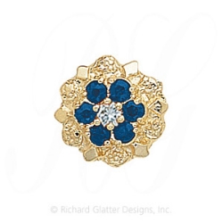 GS099 D/S - 14 Karat Gold Slide with Diamond center and Sapphire accents 
